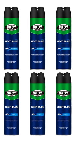 Desodorante Aero Brut 150ml Deep Blue - Kit C/ 6un