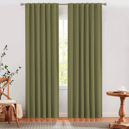 Cortinas Blackout Textil 2 Paños 140x220cm Verde Vip