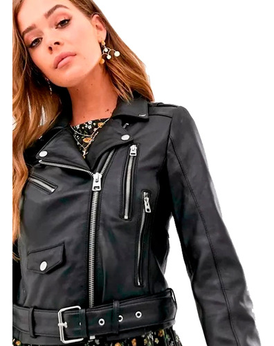 Campera Eco Cuero Mujer Rockera Zipper Slim Cb4 Chris Ever