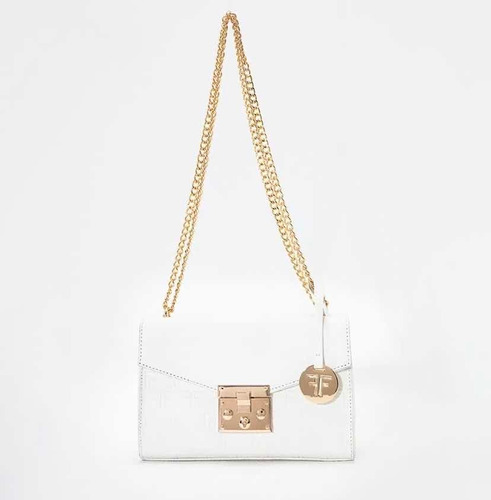 Bolsa Studio F Blanca Con Dorado 