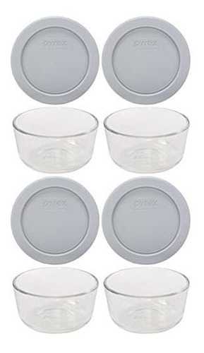 Almacenadores De Concina Pyrex (4) 7202 Glass Bowls & (4) Py