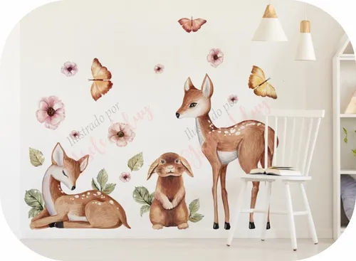 comprar Vinilo Decorativo Infantil Animales D Bosque Acuarela Ciervo