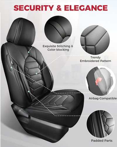Freesoo Fundas De Cuero Para Asiento De Automóvil, Juego Com