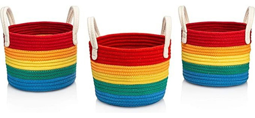 Rainbow Decor - Juego De 3 Cestas De Almacenamiento Tejidas.