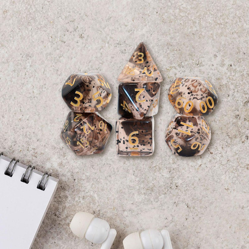 7 Piezas De Dados Poliédricos D6 D4 D8 D10 D12 D20 Negro