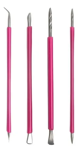 Kit 4 Palito Espátula Mista Manicure Cutelaria Desencravador