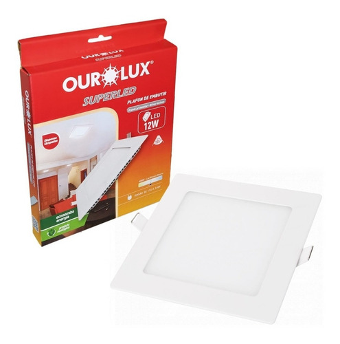 Imagem 2 de 8 de Painel Plafon Led Embutir 12w Quadrado 17cm Ourolux