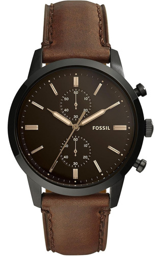 Reloj Fossil Fs5437 Townsman Men's Con Exhibición Con Cro Color de la correa Café Color del bisel Café Color del fondo Café