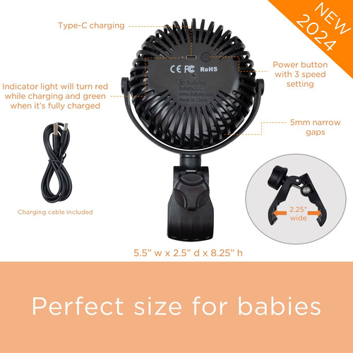 Ventilador De Cochecito Liuliuby Con Clip, Recargable, Con U