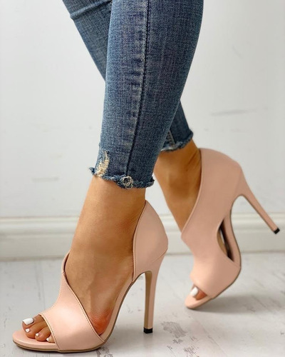 Modernos Zapatos De Tacón Ultra Alto Con Punta Abierta De 7