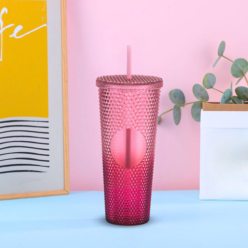 Termo Multiusos Vaso Acrílico Textura Tridimensional 750ml Fucsia Degradado