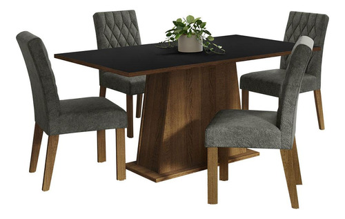 Mesa de comedor de madera con 4 sillas Ashley Madesa XMMDJA040149, color rústico, negro y plateado