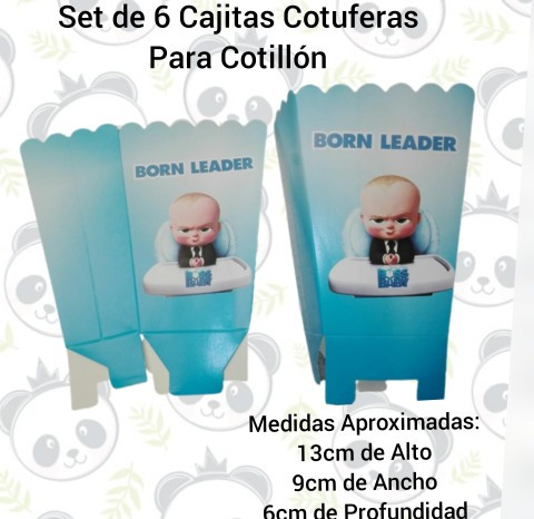 Set De 6 Cajas Cotuferas Para Cotillón Jefe En Pañales