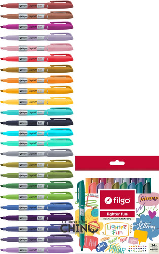 Resaltador Filgo Lighter Fun Caja X24 Colores Creativo Nuevo
