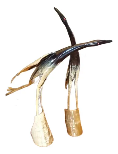 Arte Africano Pájaros De Cuerno Tallado