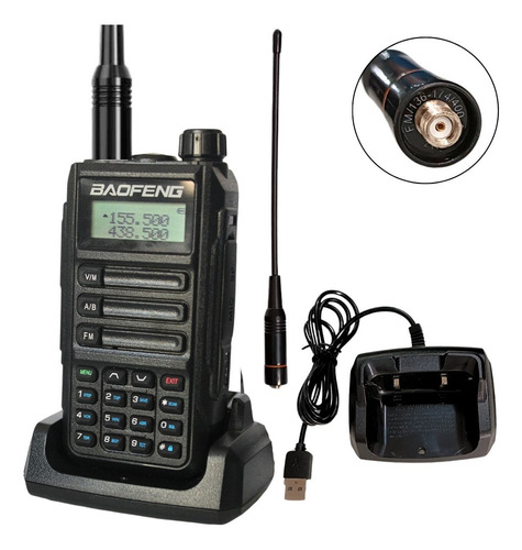 6 Radio Comunicador Baofeng Uv 16 Plus Walkie Tok Uhf Vhf Fm Cor Preto