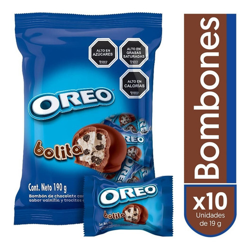 Imagen 1 de 6 de Oreo Bombon De Chocolate Relleno Trocitos Galleta 190 Gr