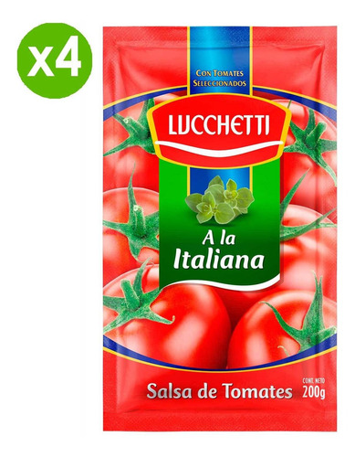 Pack 4 Salsa Lucchetti Italiana 200 G