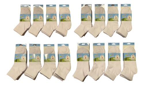 Pack 12 Calcetines Blancos Largo Unisex Niño(a) Qikun. Bambú