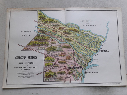Lamina Billiken Mapa Ilustrado Gobernac Del Chaco Y Formosa