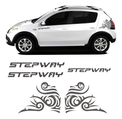 Kit Faixas Sandero Stepway 2012 + Adesivo Tribal Grafite