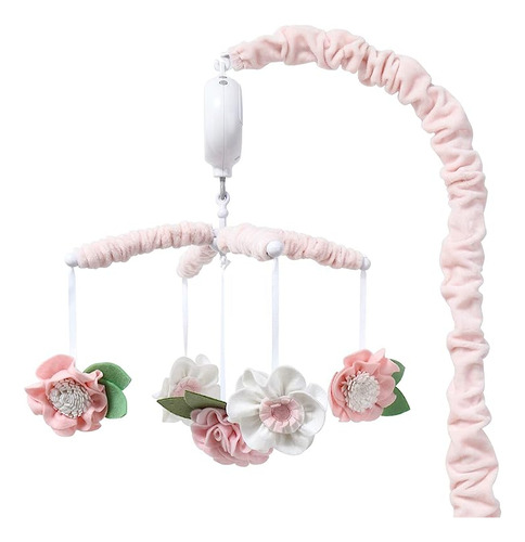 The Peanutshell Cuna Musical Floral Rosa Para Bebes Niñas Ca