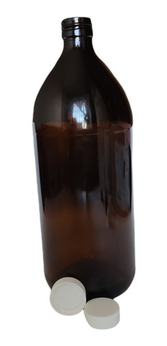 10 Botella Vidrio 1000 Ml Ambar Con Taparrosca (it-671)
