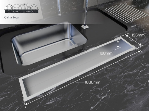 Calha Seca Embutida Porta Temperos E Utensílios