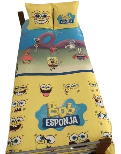 Bob Esponja - Combo Manta + 2 Fundas Almohadón