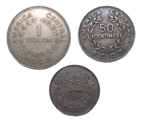   Monedas Costa Rica 1 Colon 50 Y 25 Centimos 3 Piezas 