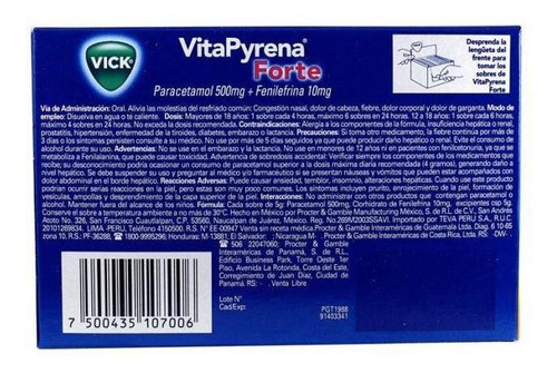 Imagen 2 de 3 de Vick Vitapyrena 5 G Con 50 Sobres