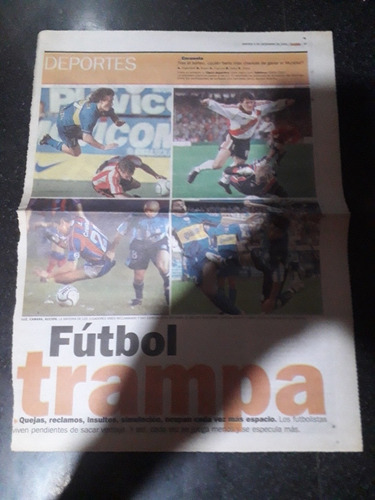 Clipping Diario Clarín Deportes 04 12 2001 Fútbol Trampa 