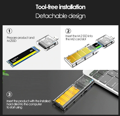 Imagen 4 de 7 de M.2 Adaptador Transpa Ssd A Tipo-c Para Pcie Ngff Sata M / B