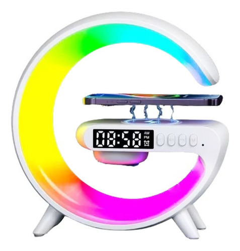Lampara Smart Led G Cargador Reloj Rgb Blanco