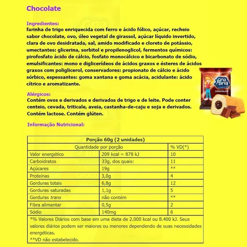 Bolo Ana Maria Recheio De Chocolate Em Pacote 70g