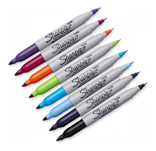 12 Marcador Permanente Sharpie Doble Punta Colores Surtidos