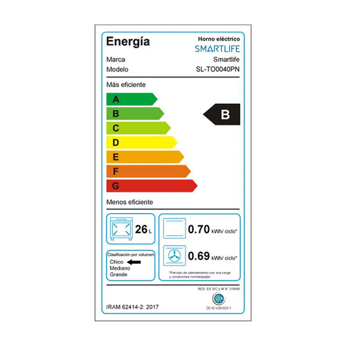 Imagen 12 de 12 de Horno de mesa eléctrico Smartlife SL-TO0040 40L negro 220V-240V