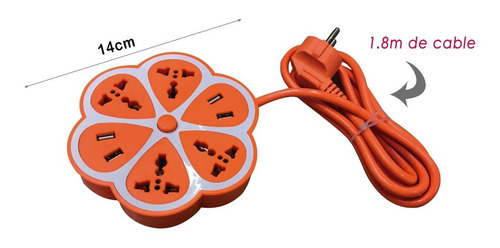Imagen 3 de 8 de Alargues Enchufe Usb X 2 Zapatilla Con Diseño Flor Oferta