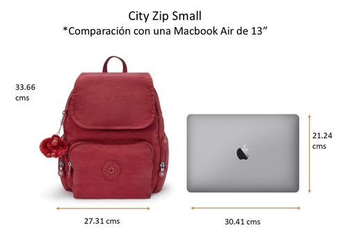 Kipling Mochila City Zip Tamaño Chica 100% Color Back to Beige Diseño de la tela Color Sólido