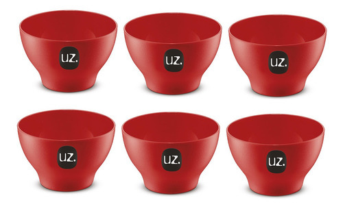 Juego de 6 cuencos para cumbucas, 500 ml, plástico no tóxico, sin bisfenol A, EE. UU., color rojo
