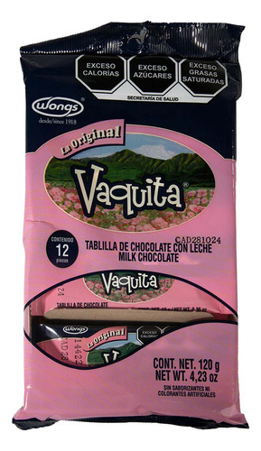 Chocolates La Vaquita Con Leche 120g