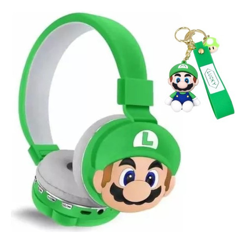 Audífonos Diadema Bt Súper Mario Luigi + Llavero Regalo