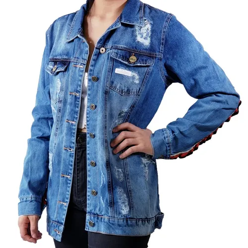 Jaqueta maxi jeans store feminina lady rock