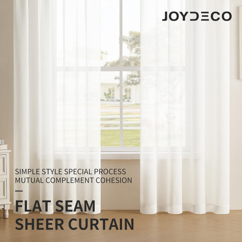 Juego De 2 Paneles Cortinas Traslúcidas Blancas 182 Cm
