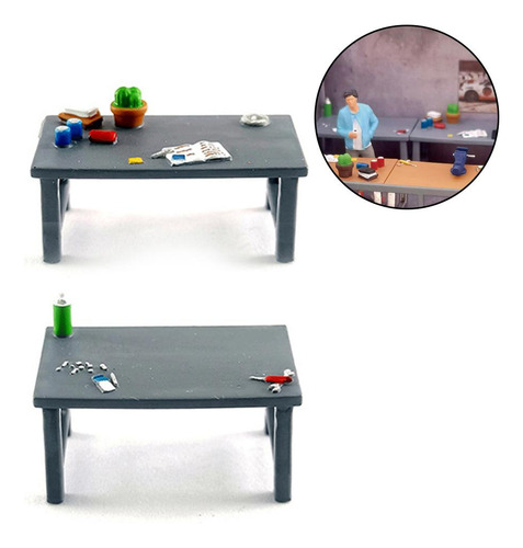 1/64 Mini Tienda De Reparación De Mesa De Herramientas Gris