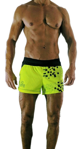 Id481 Mini Short Entallado Pantalon Corto Hartl Amarillo Flu