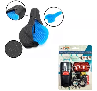 Pack Funda Silicona Sillin + Luz Delantera Trasera Bicicleta