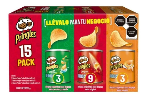 Pringles Mix Pack Papas Botana 15 Piezas 3 Sabores 573 Gr