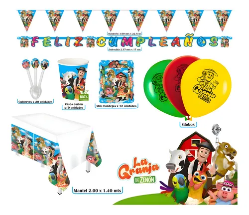 Kit Fiesta Granja Vasos Mantel Decoración Cumpleaños Niños