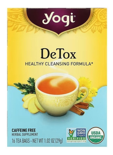 Yogi Té Detox, Sin Cafeína, 16 Bolsitas 29 G